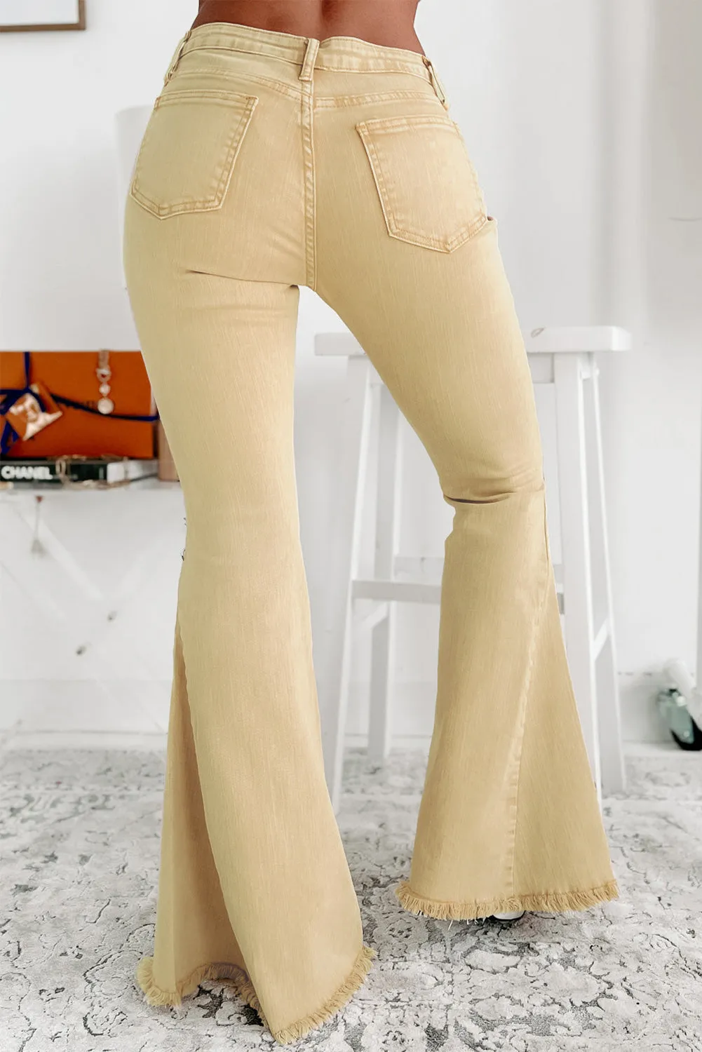 Gabriela Raw Edge Mid Waist Flared Jeans by Threaded Pear sold by Zulily product image thumbnail 2