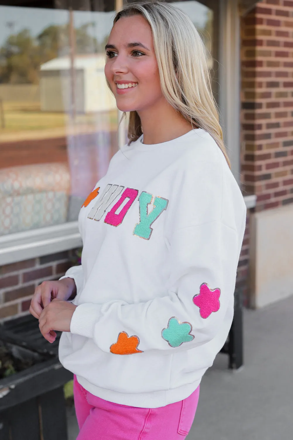 Howdy Patch Graphic Casual Sweatshirt by Threaded Pear sold by Zulily product image thumbnail 3