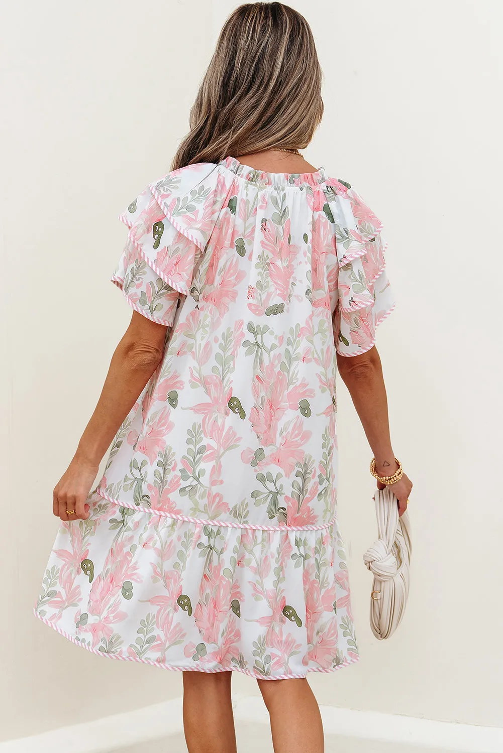 Madalyn Floral Contrast Edge Layered Short Sleeve Mini Dress by Threaded Pear sold by Zulily product image thumbnail 2