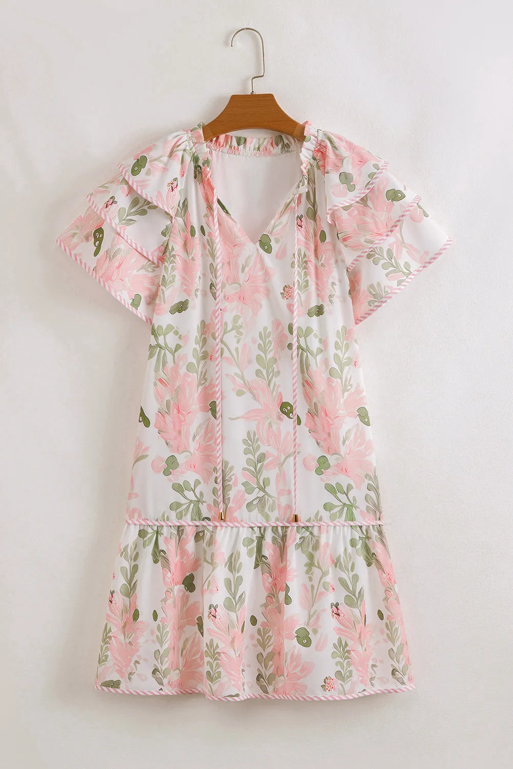 Madalyn Floral Contrast Edge Layered Short Sleeve Mini Dress by Threaded Pear sold by Zulily product image thumbnail 5