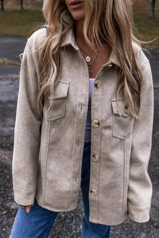 Sadie Flap Pockets Buttoned Shacket by Threaded Pear sold by Zulily