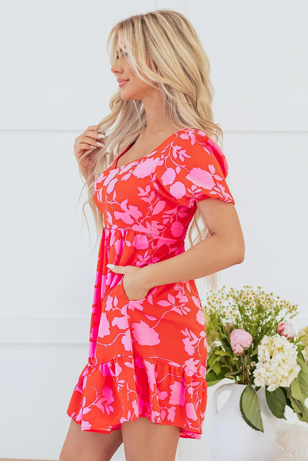 Kayla Floral Sweetheart Neck Dress by Threaded Pear sold by Zulily product image thumbnail 3
