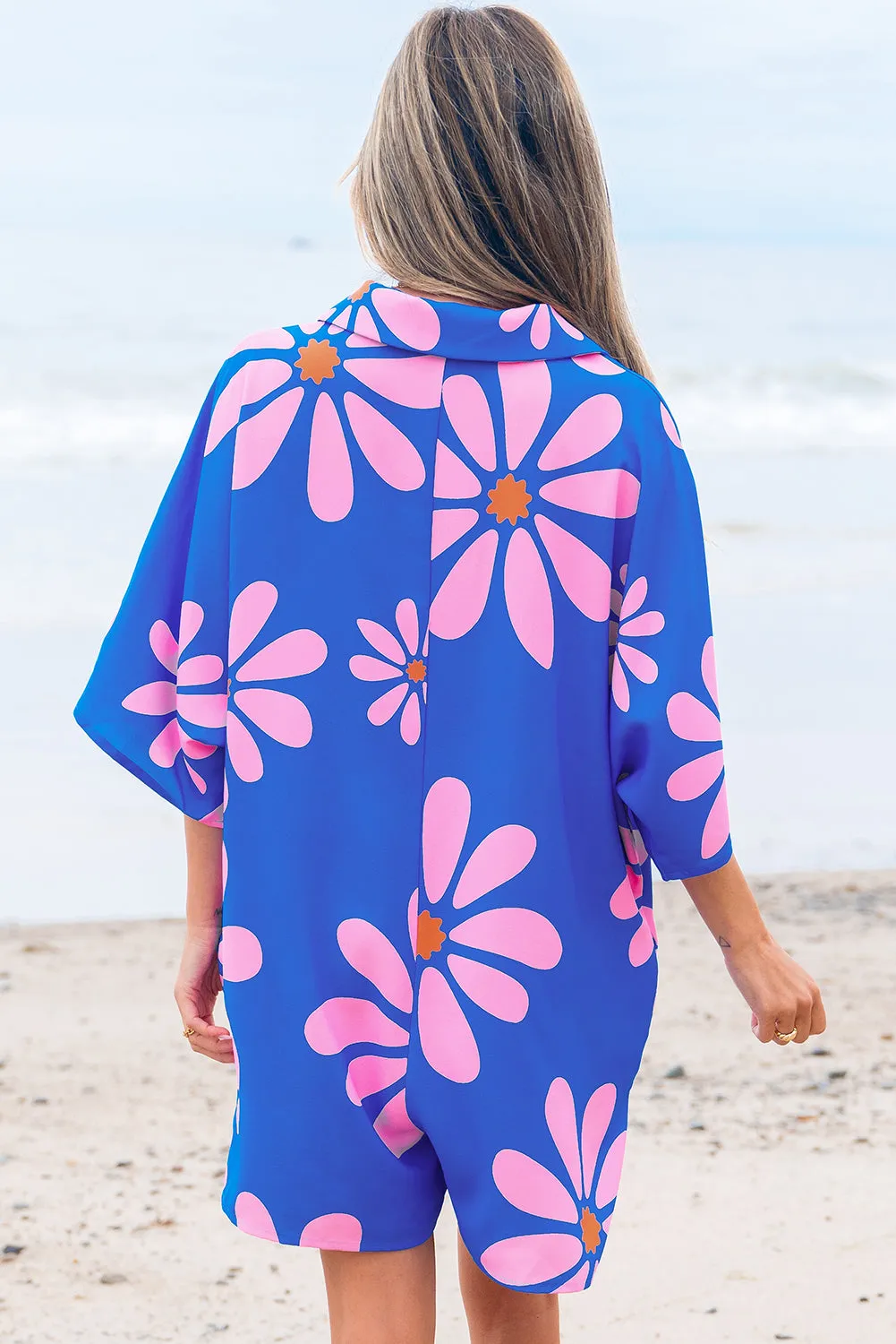Ailany Flower Collar Button Front Loose Romper by Threaded Pear sold by Zulily product image thumbnail 2