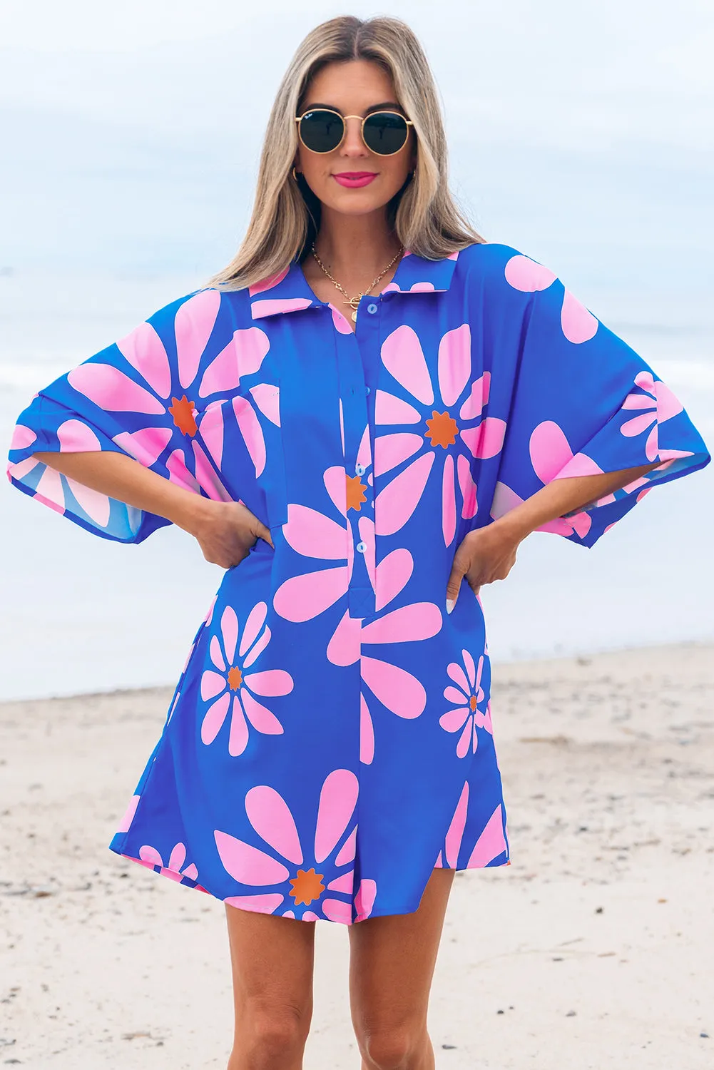 Ailany Flower Collar Button Front Loose Romper by Threaded Pear sold by Zulily
