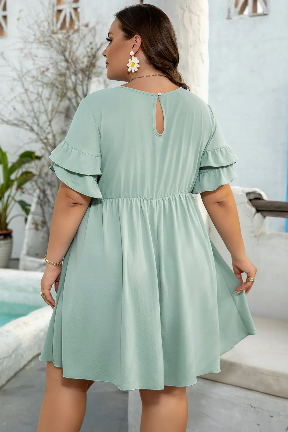 Gracie Plus Size Ruffle Trim Short Sleeve Dress by Threaded Pear sold by Zulily product image thumbnail 2