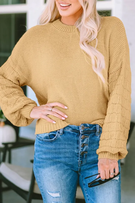 Jayla Hollowed Bubble Sleeve Knit Sweater by Threaded Pear sold by Zulily