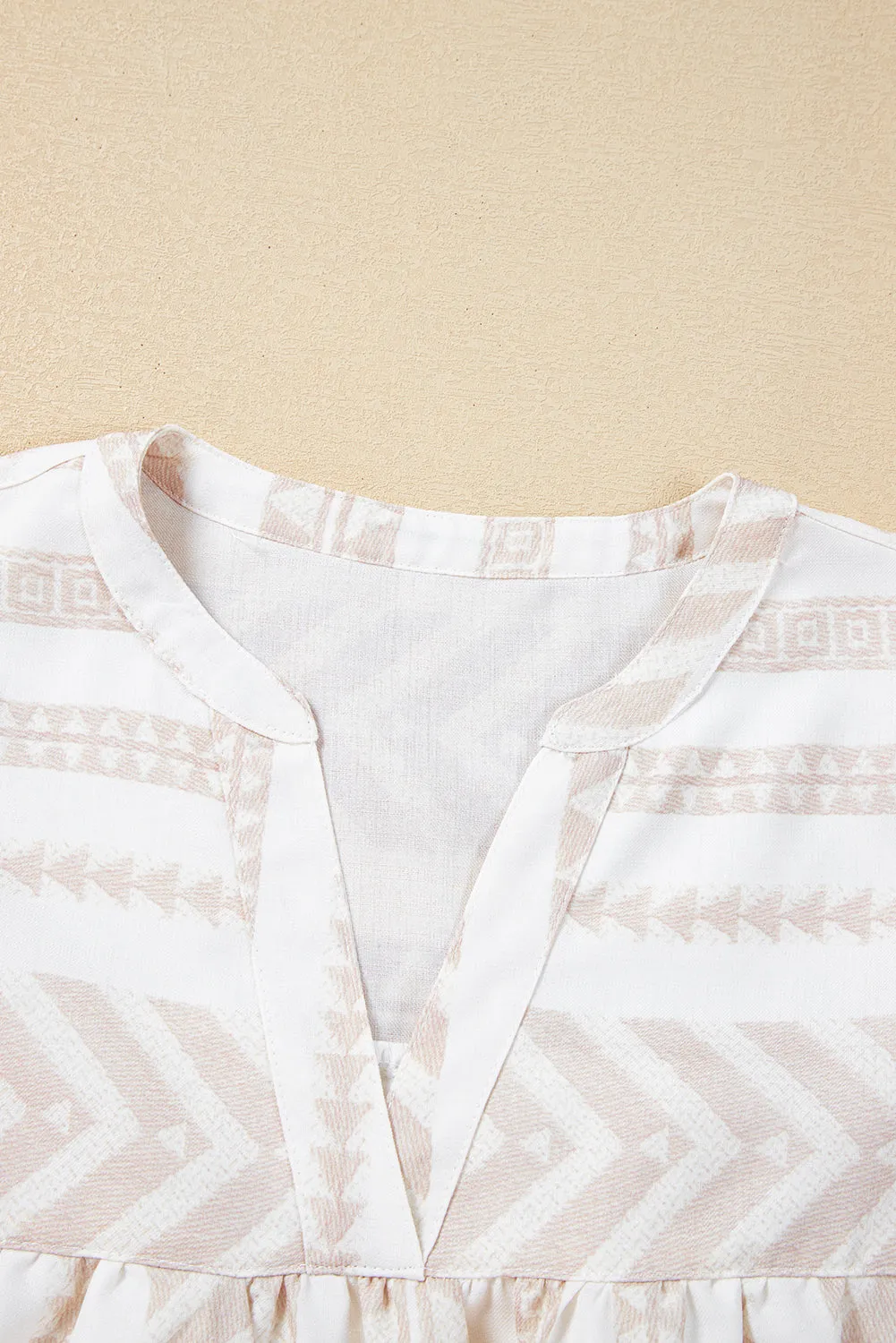 Analia Jacquard Split V Neck Short Sleeve Blouse by Threaded Pear sold by Zulily product image thumbnail 5