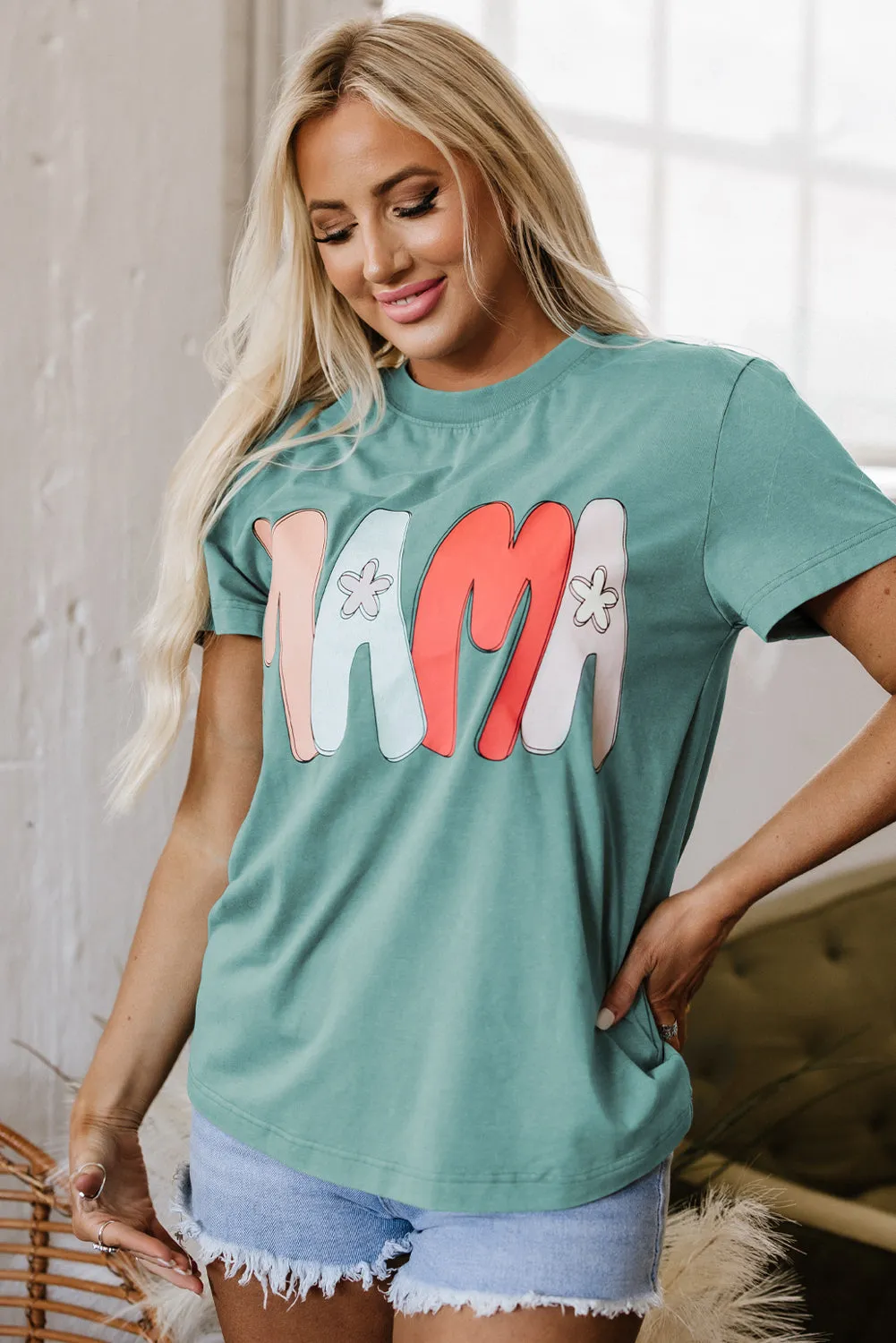 MAMA Mineral Wash Crewneck Tee by Threaded Pear sold by Zulily product image thumbnail 4