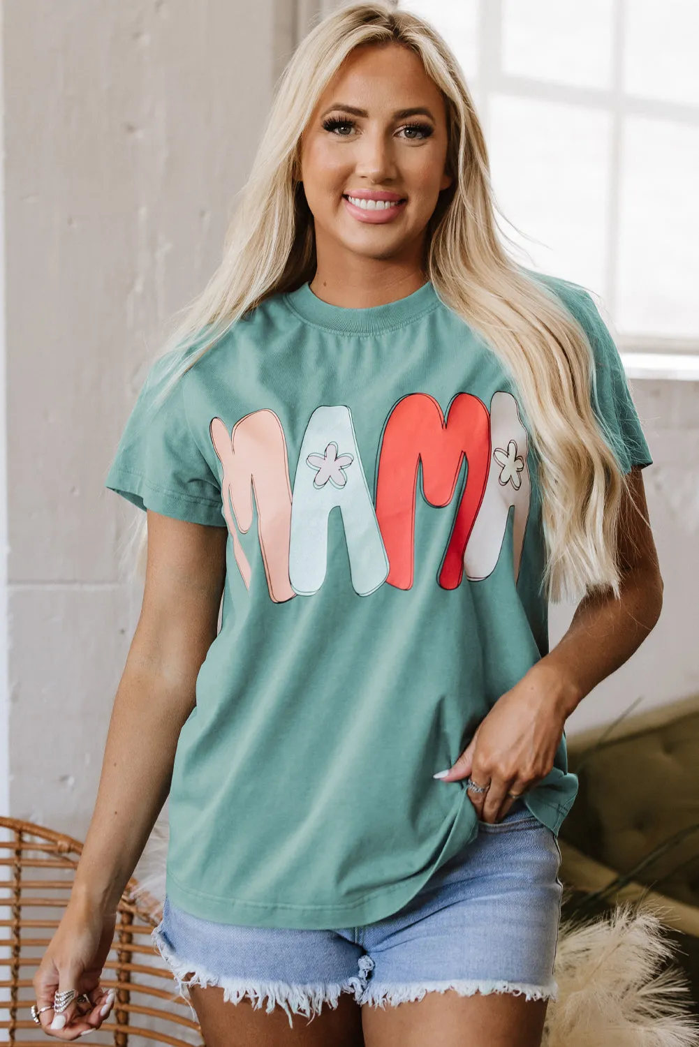 MAMA Mineral Wash Crewneck Tee by Threaded Pear sold by Zulily