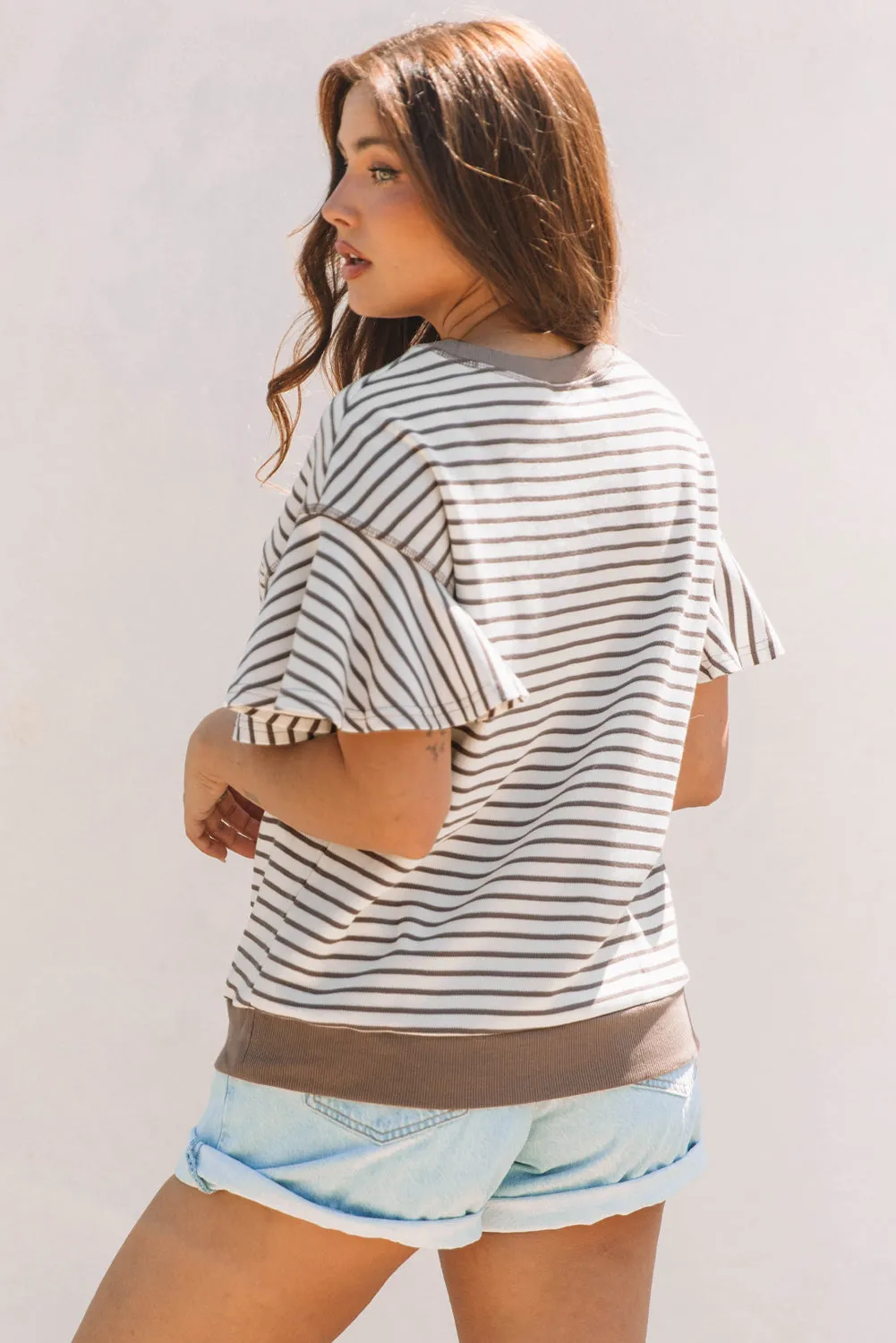 Alexia Striped Ruffle Short Sleeve Top by Threaded Pear sold by Zulily product image thumbnail 2