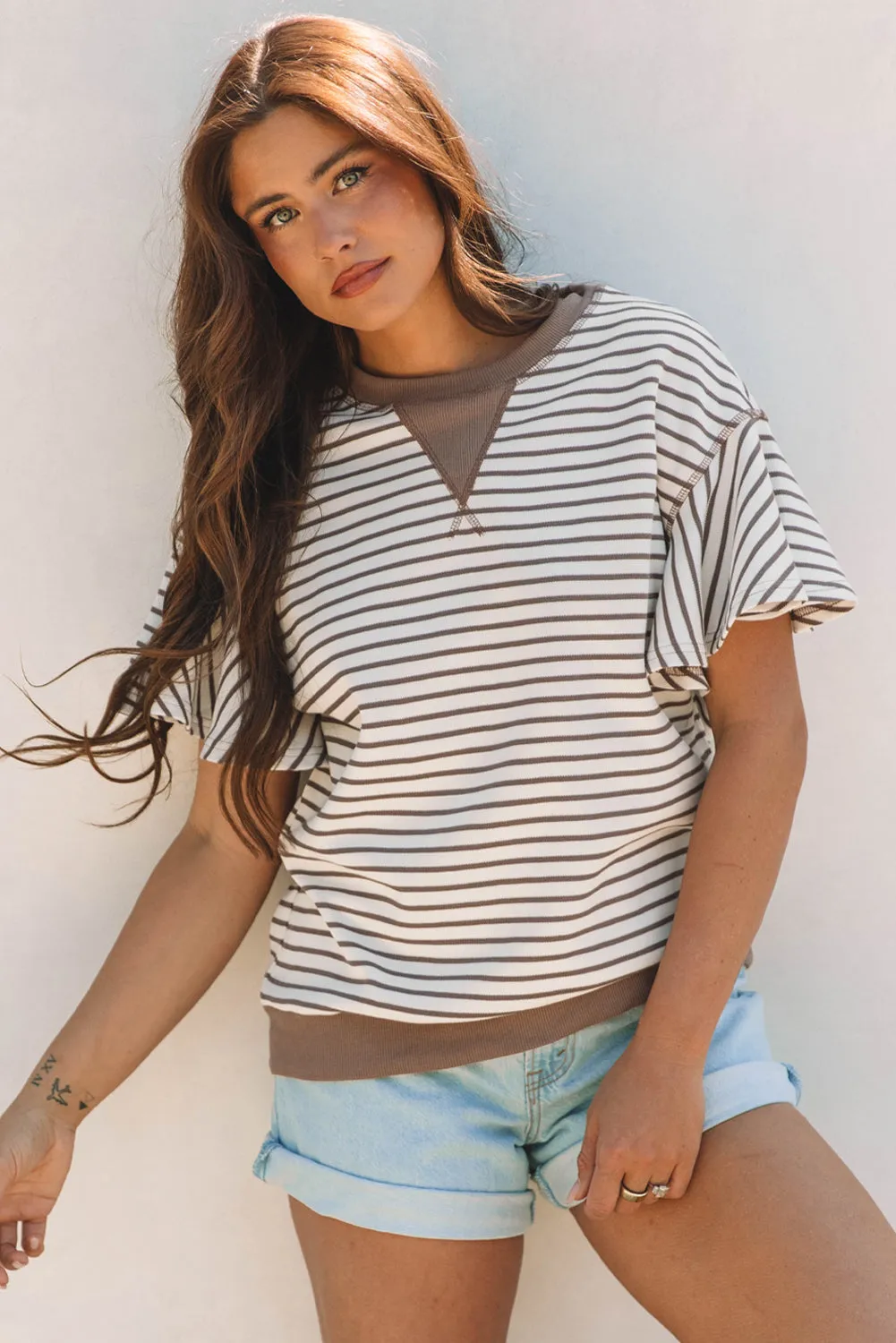 Alexia Striped Ruffle Short Sleeve Top by Threaded Pear sold by Zulily product image thumbnail 5