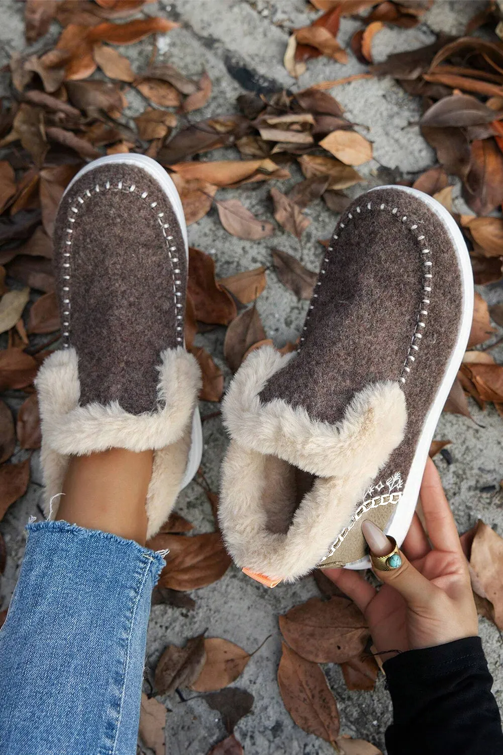 Anna Suede Stitching Plush Lined Anklet Boots by Threaded Pear sold by Zulily product image thumbnail 3