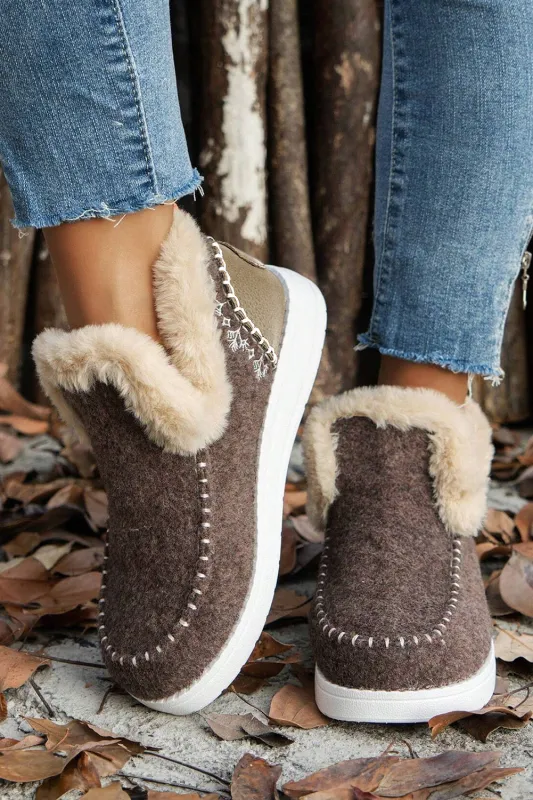 Anna Suede Stitching Plush Lined Anklet Boots by Threaded Pear sold by Zulily