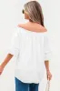 Bellamy Frilly Off Shoulder Lace Insert Sleeve Textured Blouse by Threaded Pear sold by Zulily