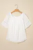Bellamy Frilly Off Shoulder Lace Insert Sleeve Textured Blouse by Threaded Pear sold by Zulily