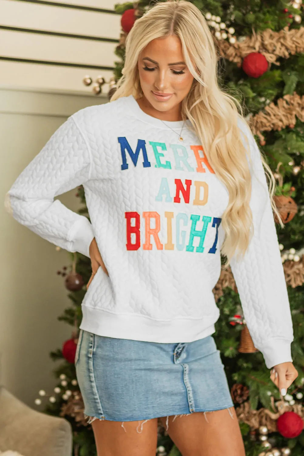 Merry And Bright Knit Pullover Sweatshirt by Threaded Pear sold by Zulily product image thumbnail 4