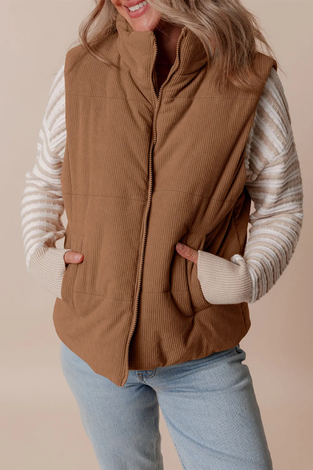Natalia Corduroy Zipped Puffer Vest by Threaded Pear sold by Zulily product image thumbnail 4