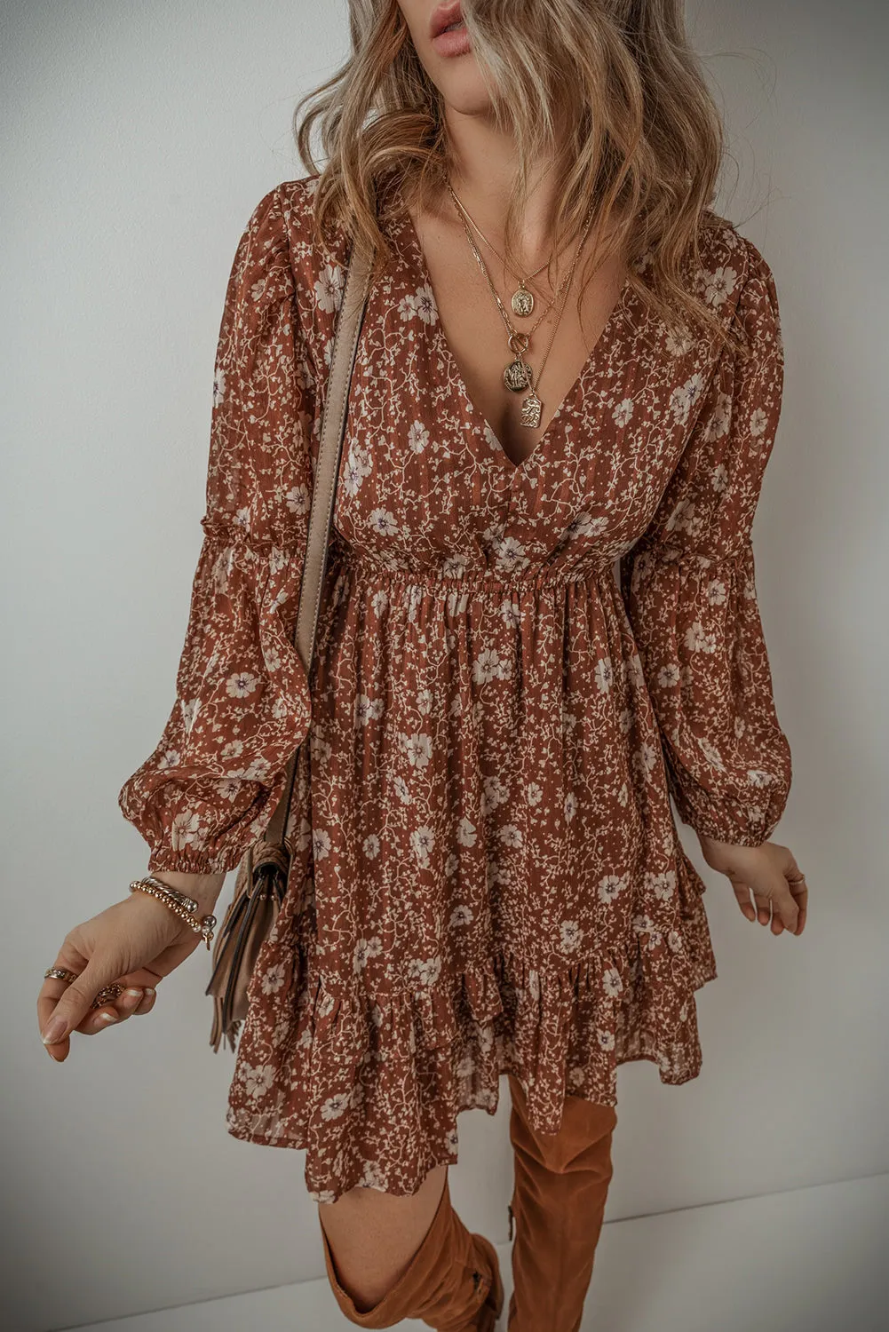 Ashley Boho Floral Puff Sleeve Mini Dress by Threaded Pear sold by Zulily product image thumbnail 5