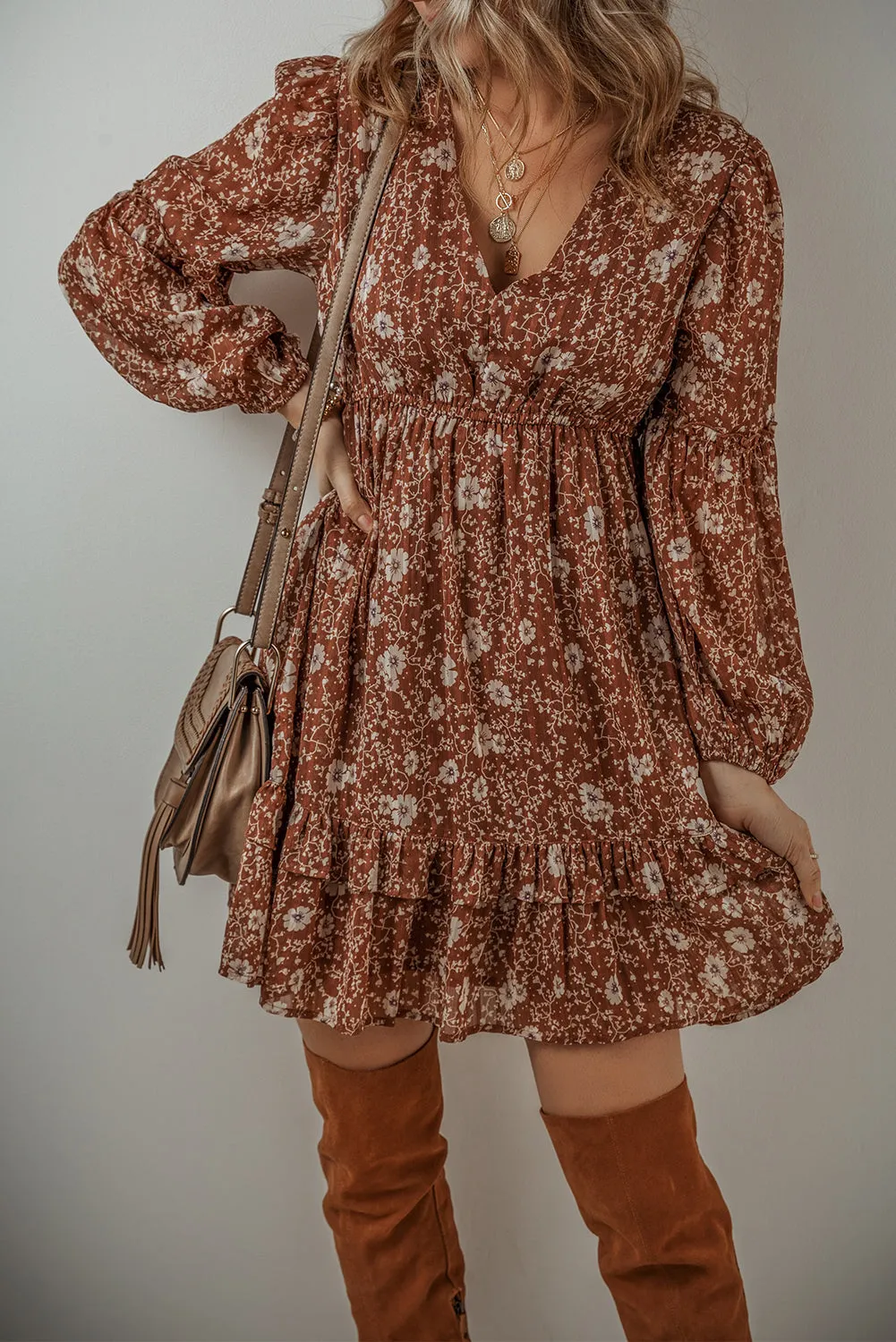 Ashley Boho Floral Puff Sleeve Mini Dress by Threaded Pear sold by Zulily product image thumbnail 4