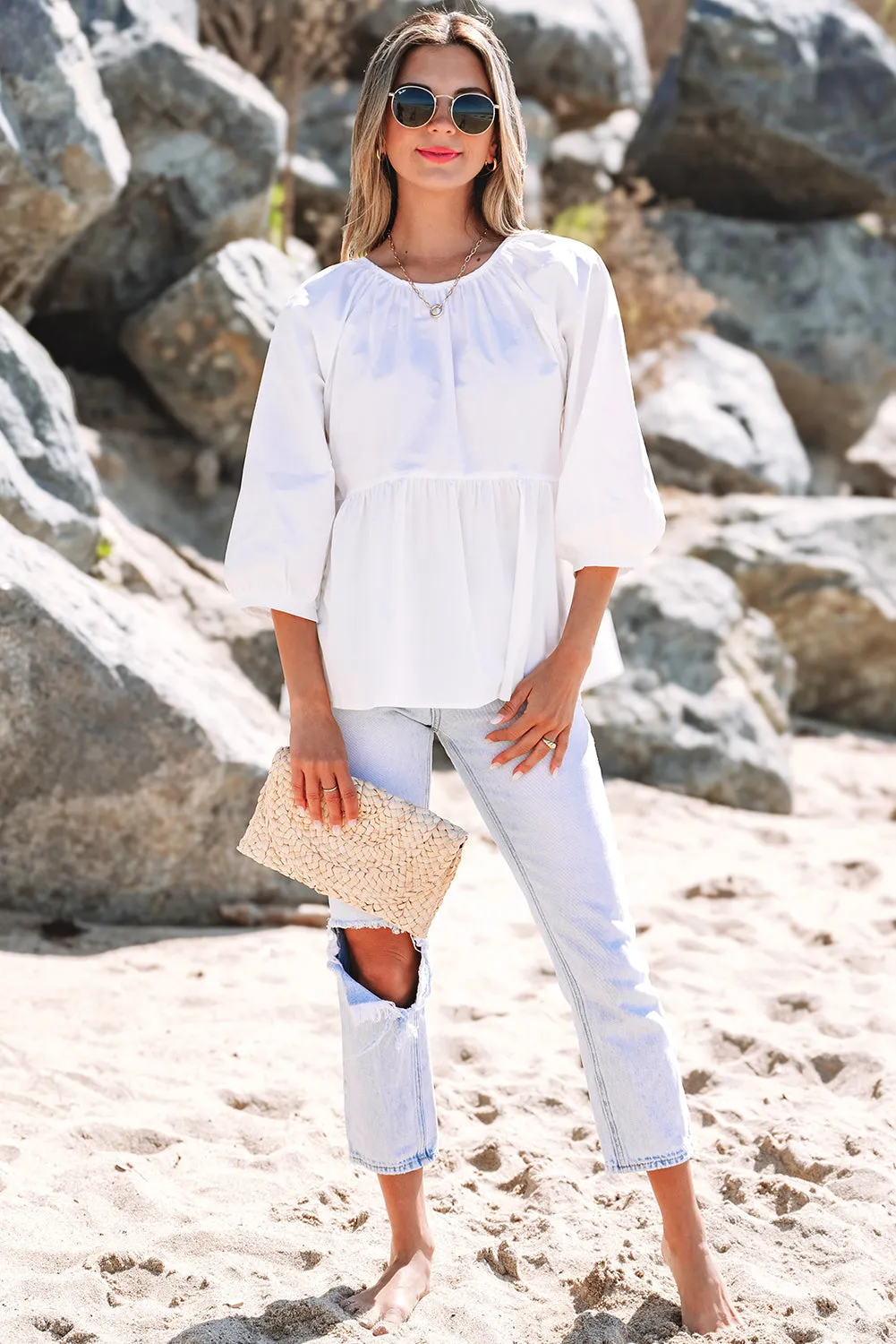 Paula Bow Knot Cutout Back Blouse by Threaded Pear sold by Zulily product image thumbnail 5
