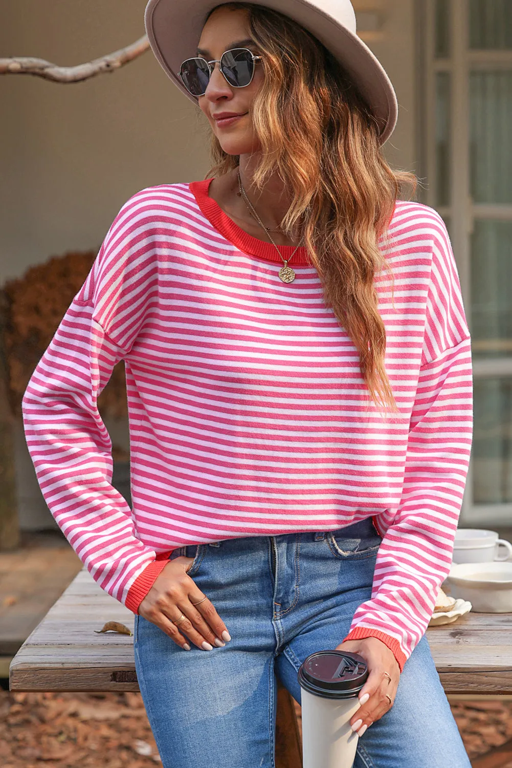 Madelynn Striped Drop Shoulder Sweater by Threaded Pear sold by Zulily product image thumbnail 5