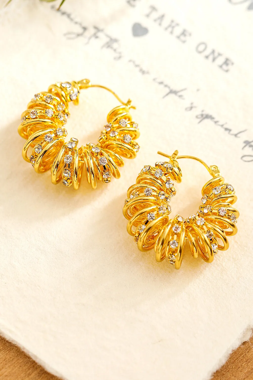 White Rhinestone Spiral Earrings by Threaded Pear sold by Zulily product image thumbnail 2