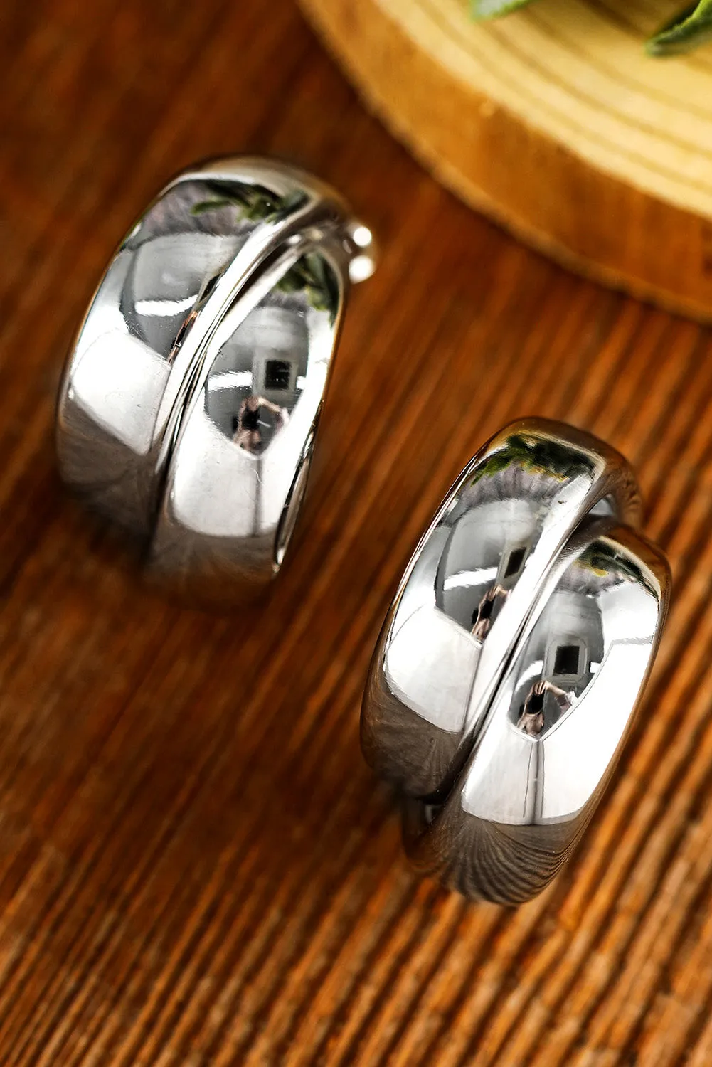 Silvery Layered Hoop Studded Earrings by Threaded Pear sold by Zulily product image thumbnail 4