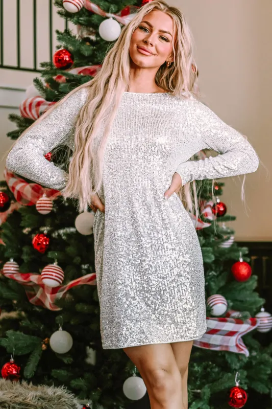Olive Sequin Long Sleeve Tie Waist Mini Dress by Threaded Pear sold by Zulily