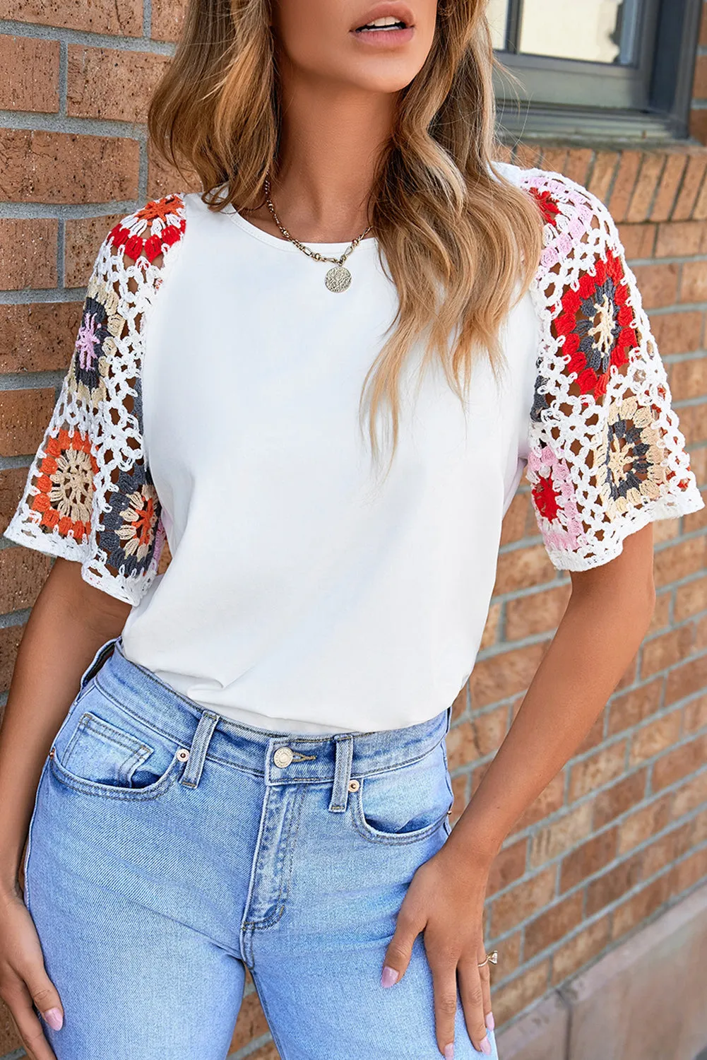 Rayne Crochet Short Sleeve Top by Threaded Pear sold by Zulily