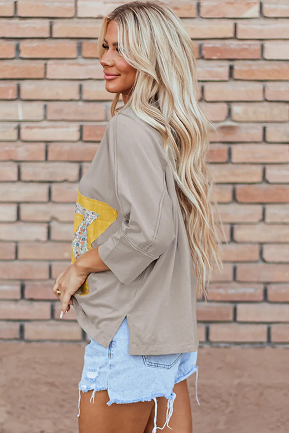 Naomi Floral Starbust Exposed Seam Mineral Wash Top by Threaded Pear sold by Zulily product image thumbnail 3