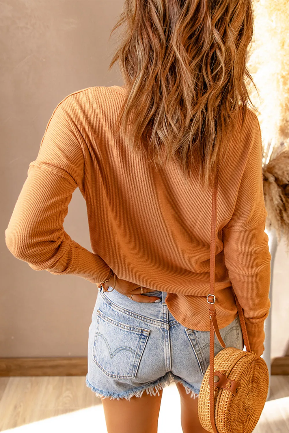 Camila Waffle Knit Henley Top by Threaded Pear sold by Zulily product image thumbnail 2