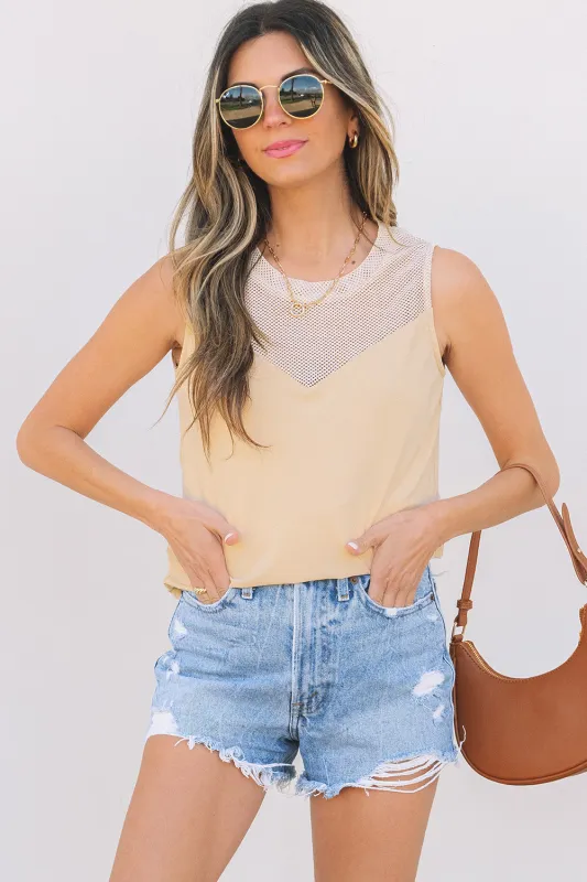 Milena Mesh Patchwork Crew Neck Tank Top by Threaded Pear sold by Zulily
