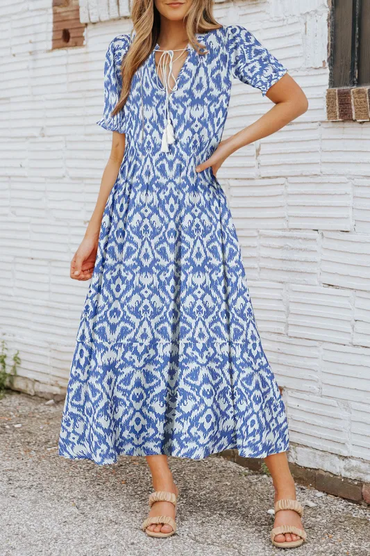 Remy V Neck Casual Geometric Print Maxi Dress by Threaded Pear sold by Zulily
