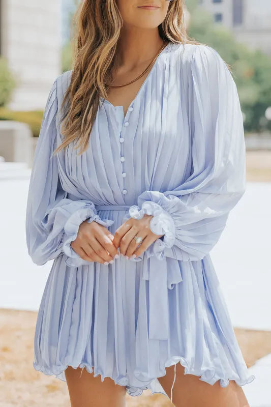 Irene Pleated Ruffled Tie Waist Buttons V Neck Romper by Threaded Pear sold by Zulily