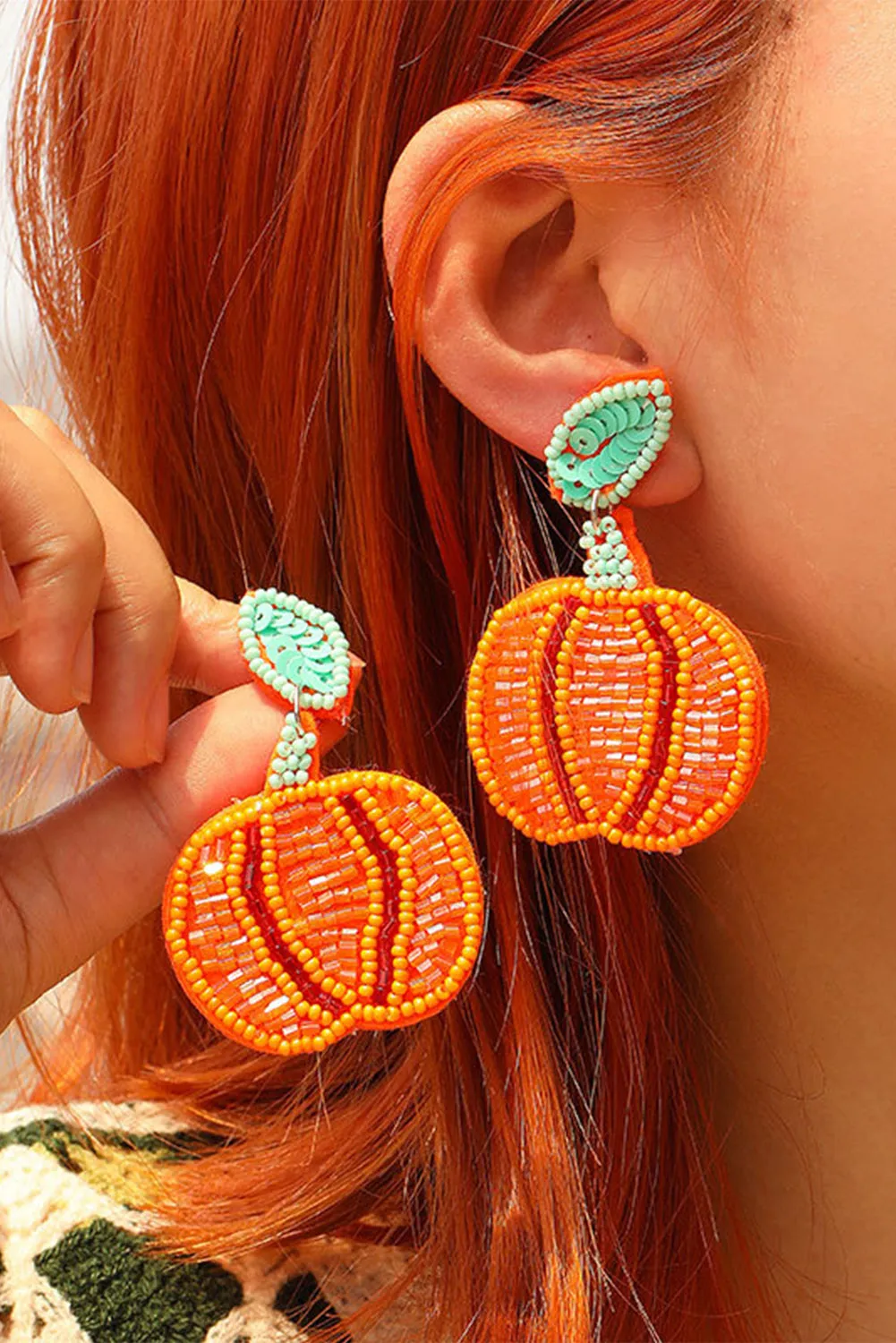 Halloween Pumpkin Earrings by Threaded Pear sold by Zulily product image thumbnail 2