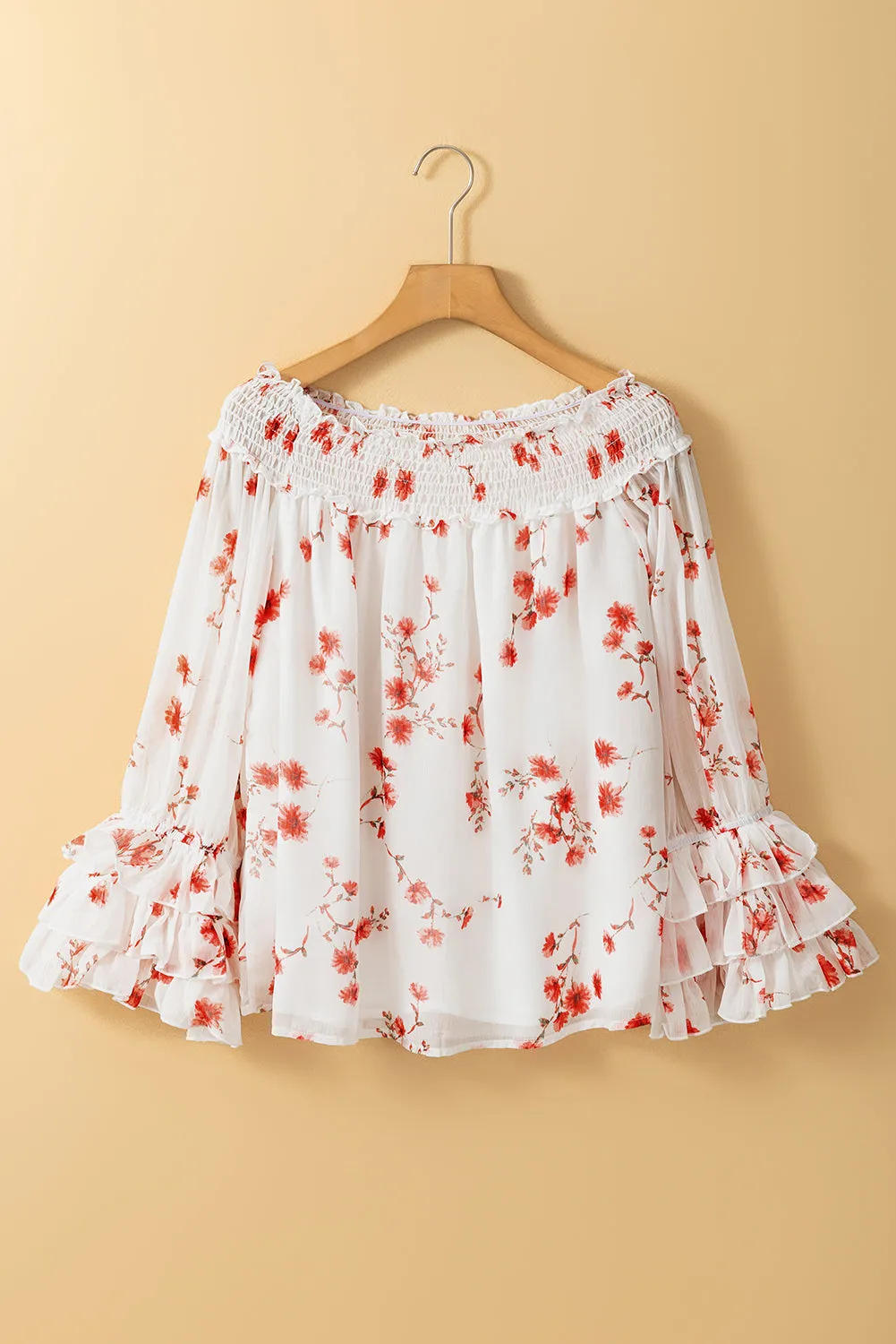 Catalina Off Shoulder Ruffled Sleeve Blouse by Threaded Pear sold by Zulily product image thumbnail 4