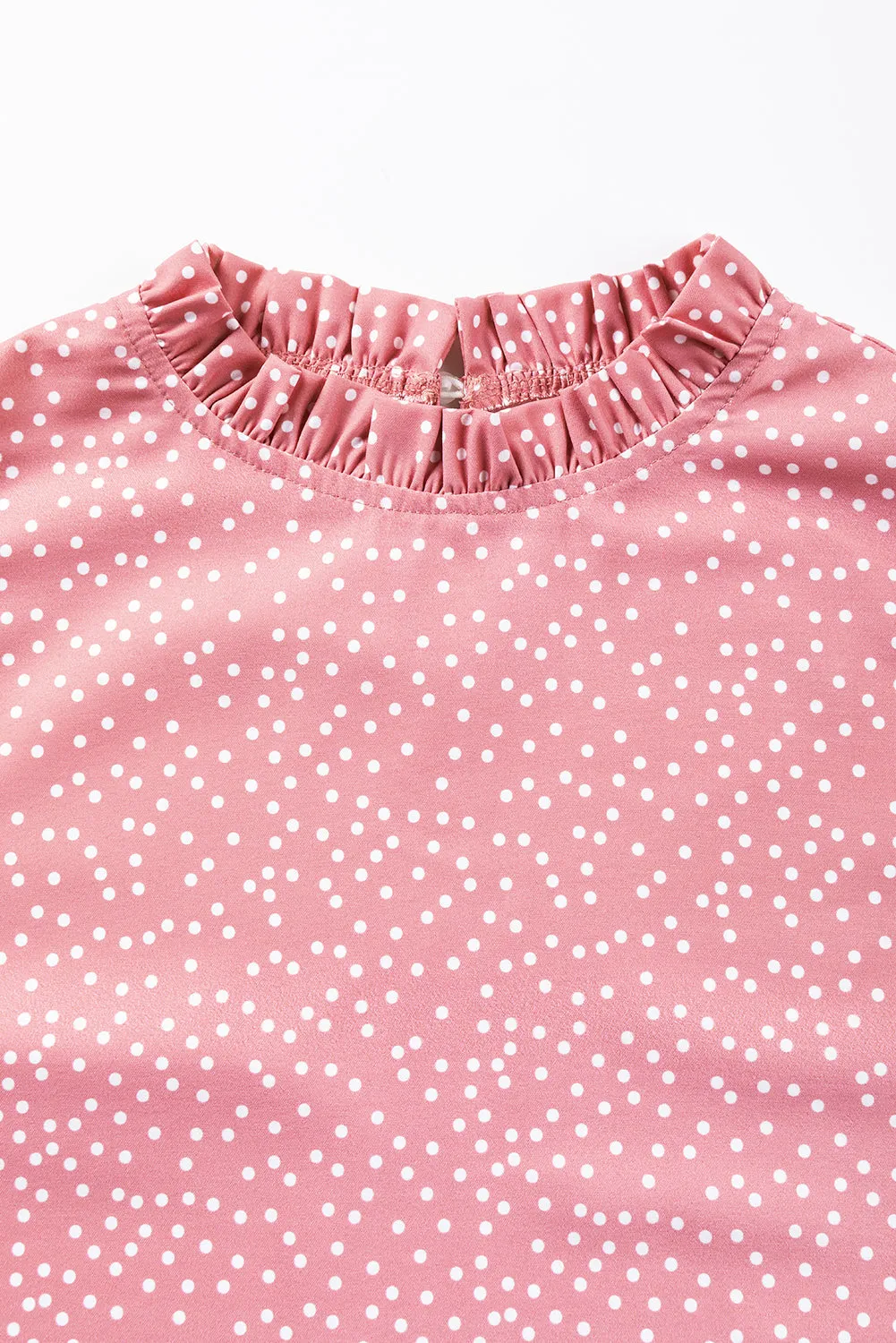 Marlowe Polka Dots Ruffle Flutter Sleeve Frilled Neck Blouse by Threaded Pear sold by Zulily product image thumbnail 3