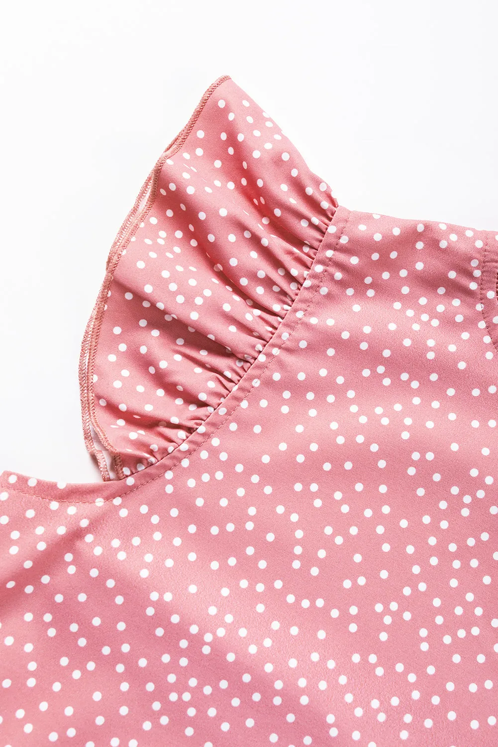 Marlowe Polka Dots Ruffle Flutter Sleeve Frilled Neck Blouse by Threaded Pear sold by Zulily product image thumbnail 4