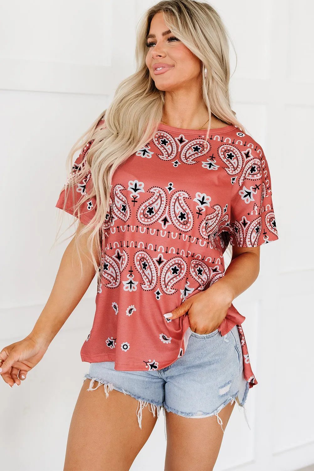 Scout Paisley Side Slits Crew Neck T Shirt by Threaded Pear sold by Zulily product image thumbnail 5