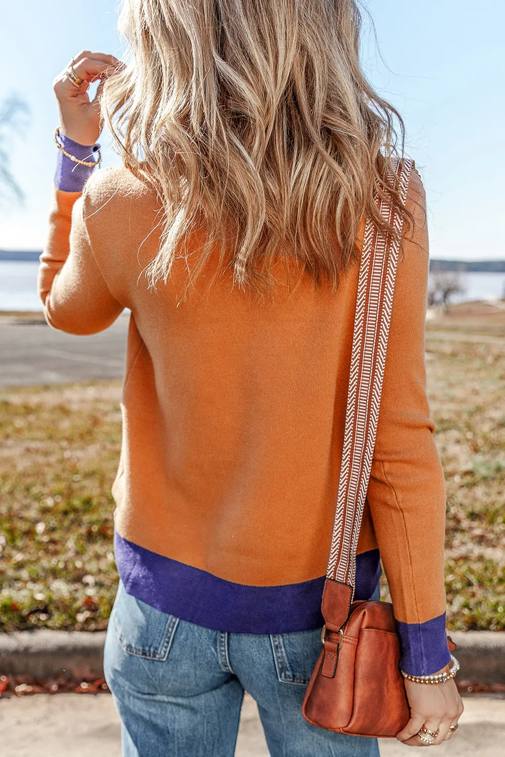 Evangeline Contrast Edge Slim Fit Sweater by Threaded Pear sold by Zulily product image thumbnail 2