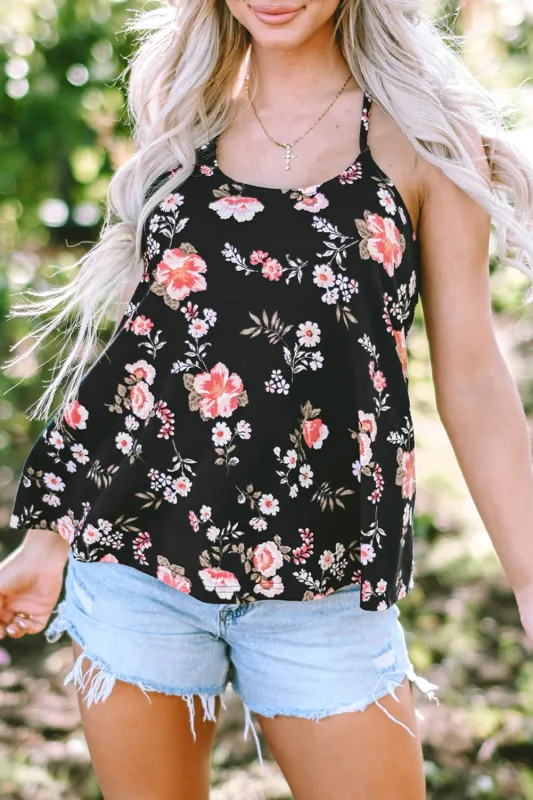 Fallon Floral Spaghetti Straps Strappy Back Tank Top by Threaded Pear sold by Zulily