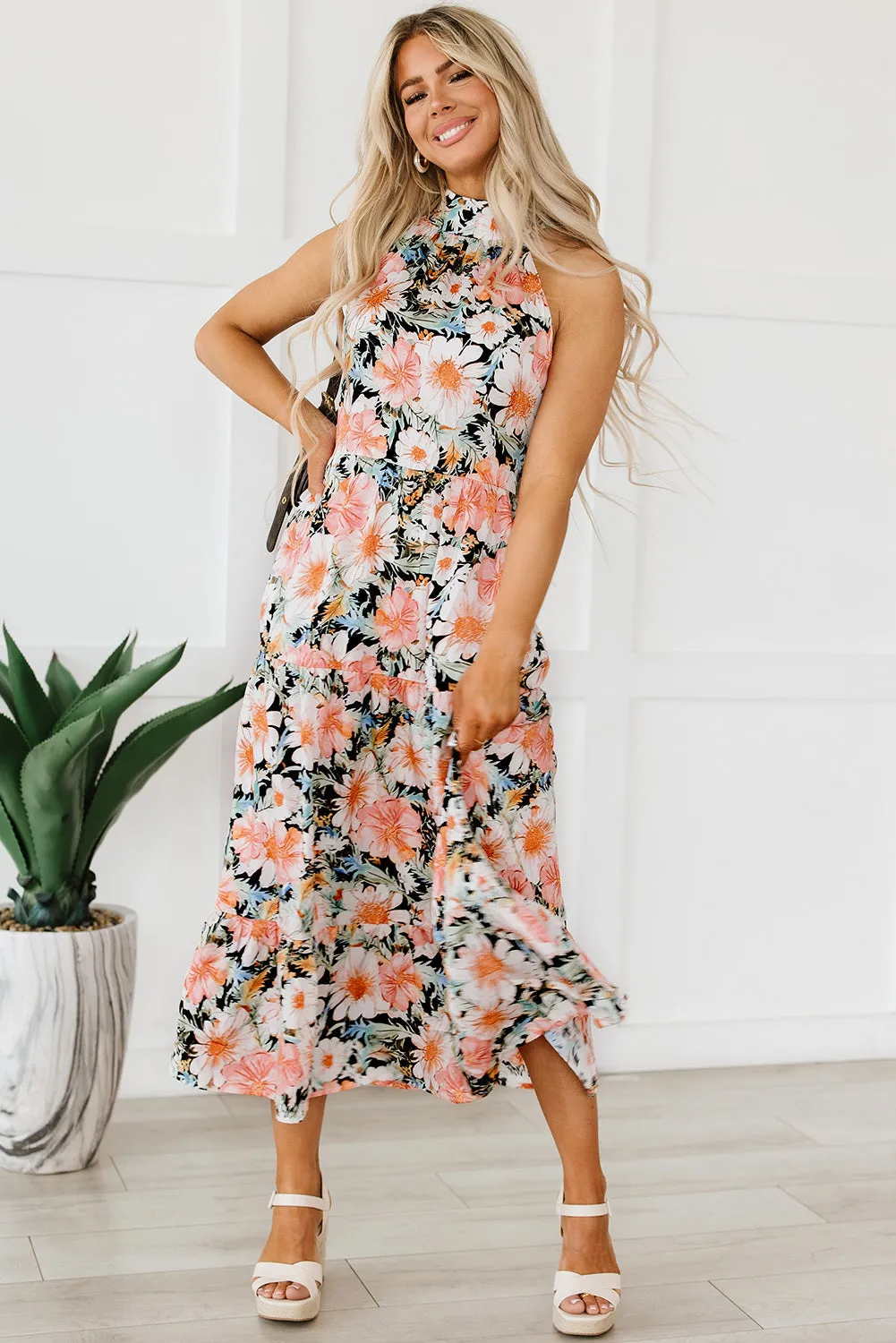 Clementine Floral Print Ruffled Maxi Dress by Threaded Pear sold by Zulily product image thumbnail 3