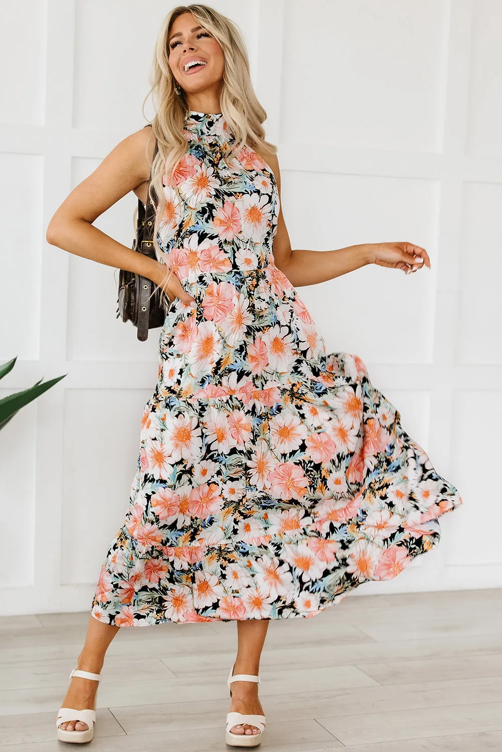 Clementine Floral Print Ruffled Maxi Dress by Threaded Pear sold by Zulily product image thumbnail 4