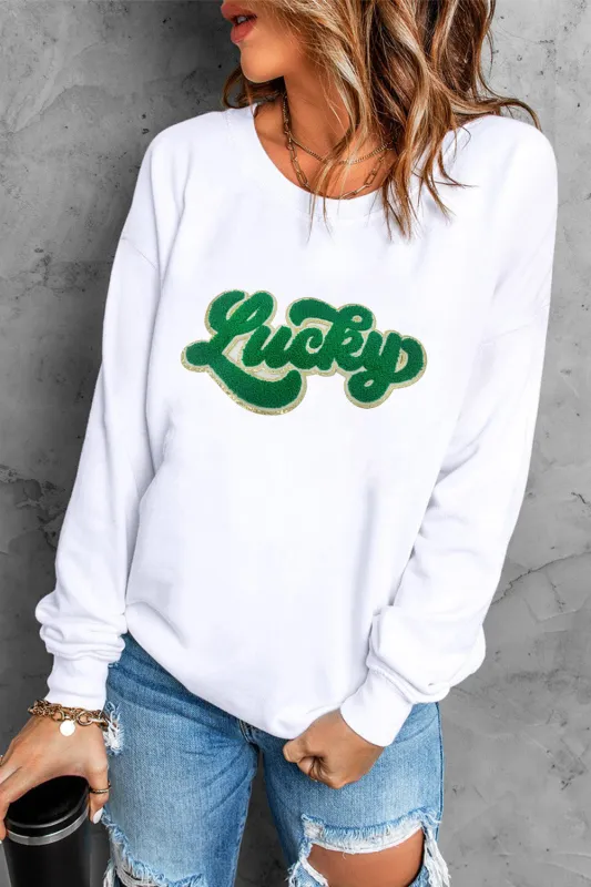 Brinley Chenille Lucky Pattern Sweatshirt by Threaded Pear sold by Zulily
