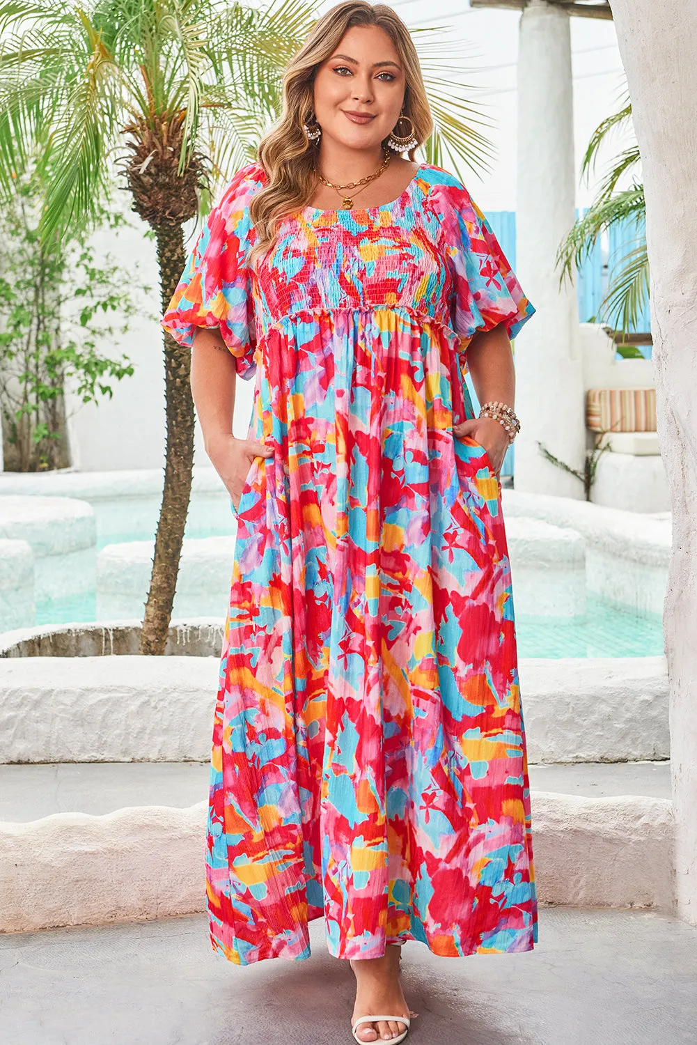 Rachel Plus Size Puff Sleeve Square Neck Dress by Threaded Pear sold by Zulily product image thumbnail 5