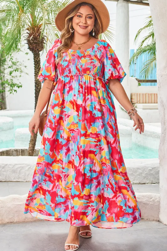 Rachel Plus Size Puff Sleeve Square Neck Dress by Threaded Pear sold by Zulily