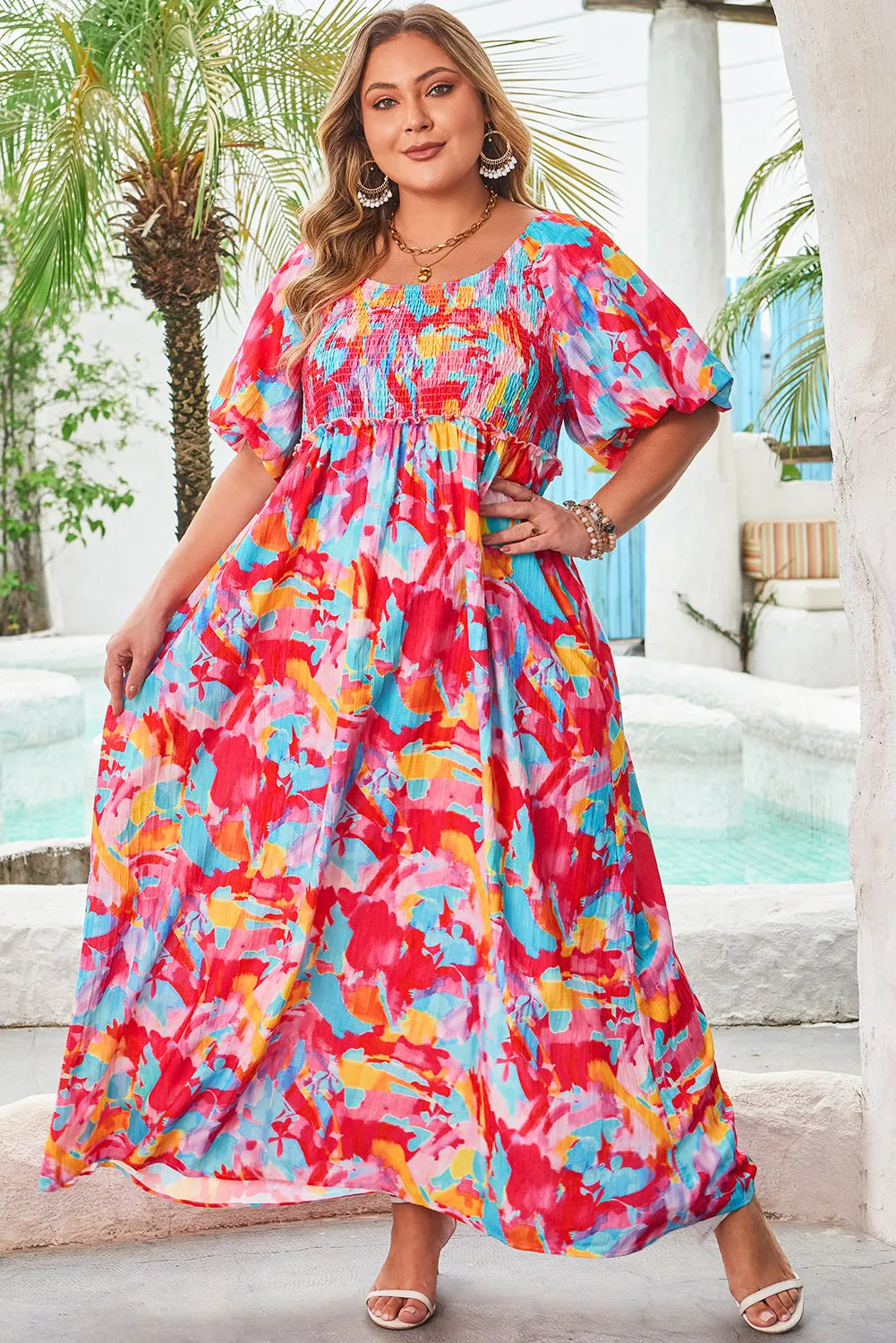 Rachel Plus Size Puff Sleeve Square Neck Dress by Threaded Pear sold by Zulily product image thumbnail 3