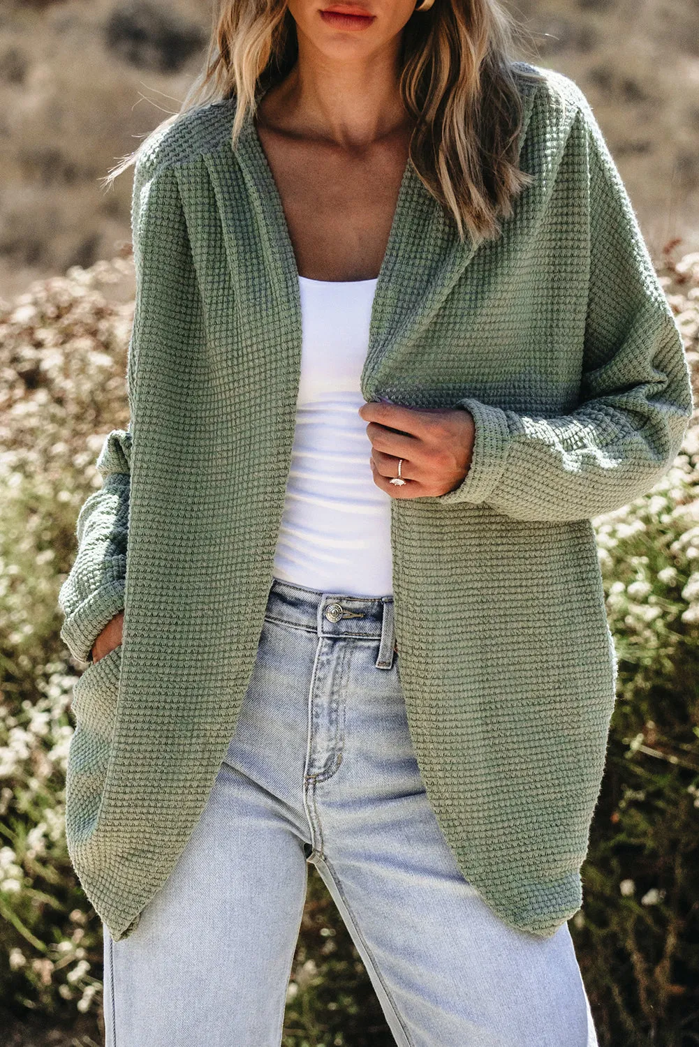 Waffle Knit Open Front Cardigan by Threaded Pear sold by Zulily product image thumbnail 5