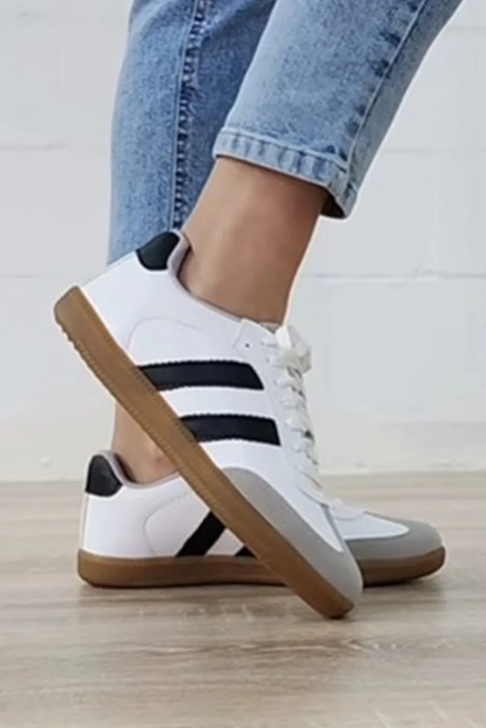 Willa Striped Lace-up Flat Sneakers by Threaded Pear sold by Zulily