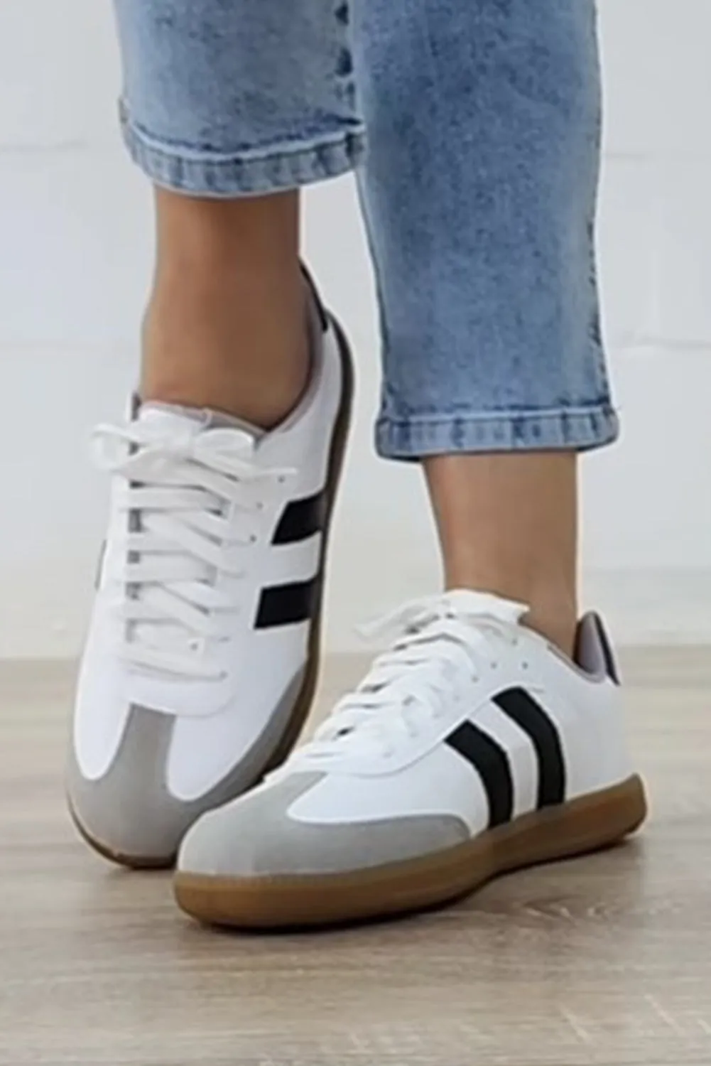 Willa Striped Lace-up Flat Sneakers by Threaded Pear sold by Zulily product image thumbnail 2